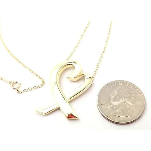 Authentic! Tiffany & Co Picasso 18k Yellow Gold Large Heart Pendant Neck… - Picture 3 of 9